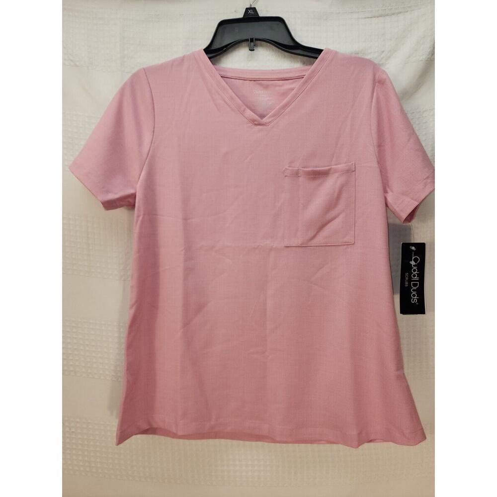 Cuddl Duds Scrubs Top Womens‎ Size Small Pink Short Sleeve Vneck